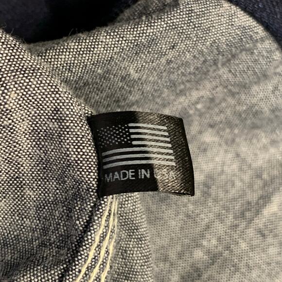 L Navy Indigo Twill Cotton Contrast Stitch Long Sleeve Shirt - Picture 8 of 8